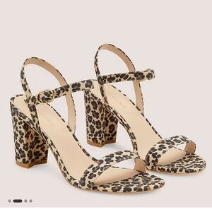 Stuart Weitzman Suede Leopard Block Heeled Sandals